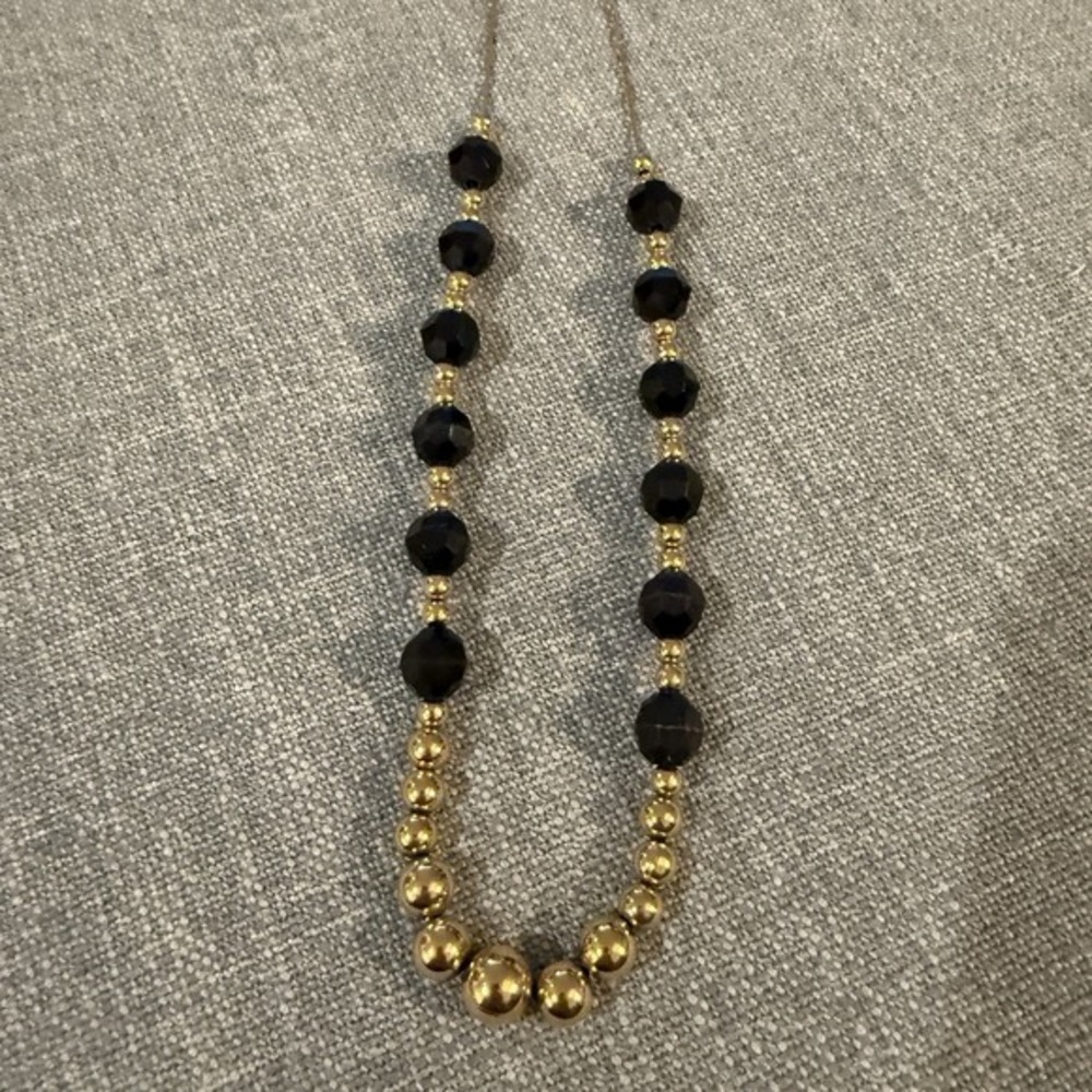 Park Lane Black And Gold Bead Peach‎ Dangles Leather And Gold Three Necklaces - Picture 3 of 7